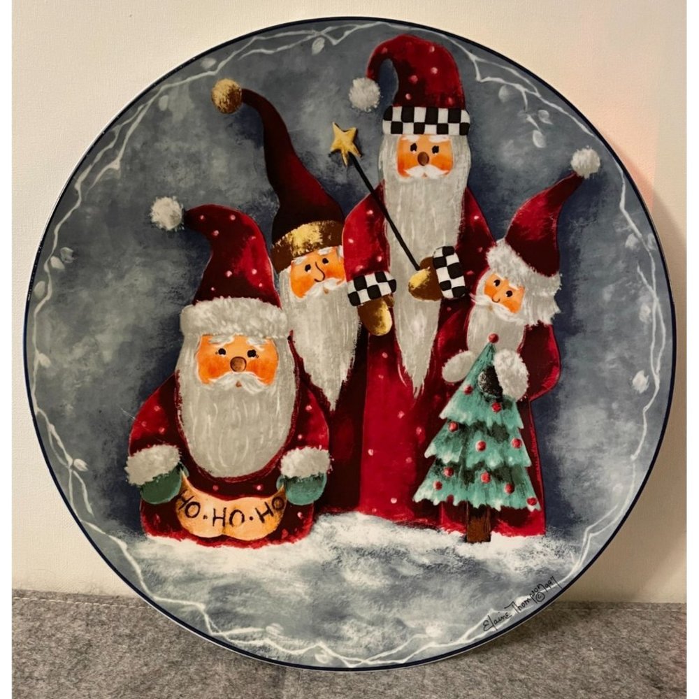 Vintage 12 inch Elaine Thompson 1997 Folk Art Christmas Platter  #1251